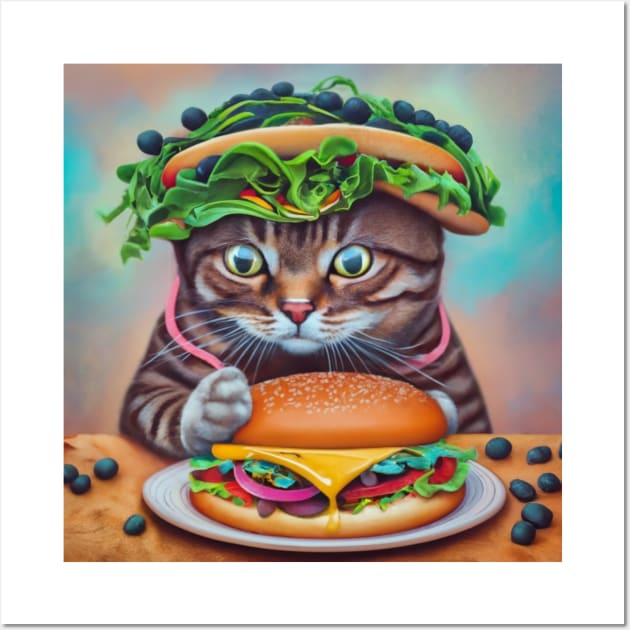 cheeseburger Jesus cat Wall Art by Catbrat
